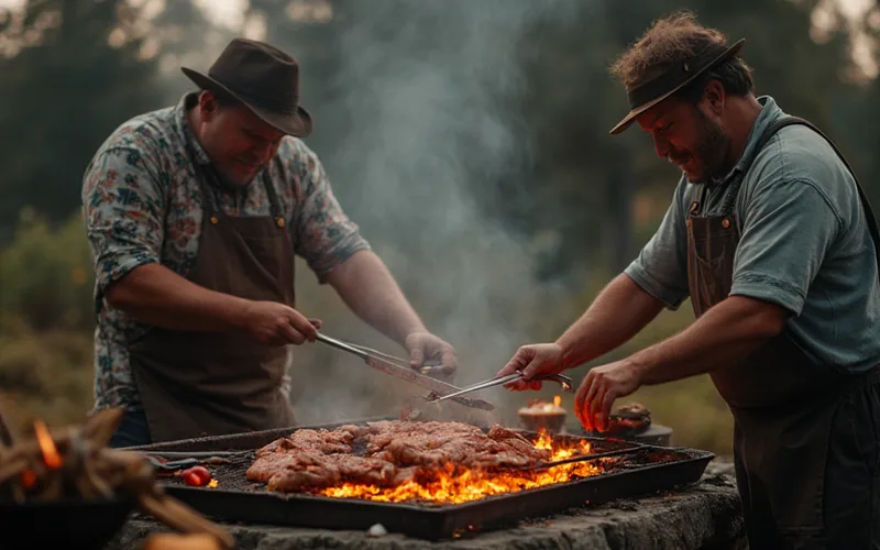 men bbqing